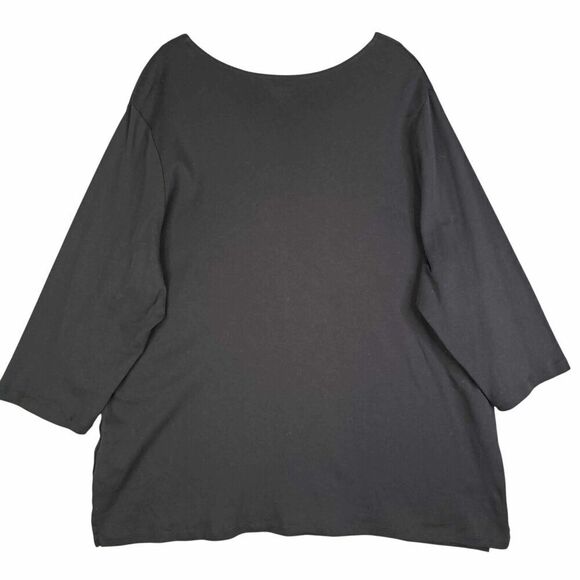 Lands End Shirt Womens Black Long Sleeve Plus Size 2X Popover V-Neck - Picture 3 of 8